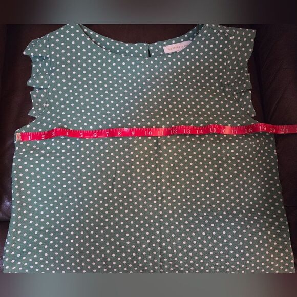 Monteau Los Angeles Green Polka Dot Ruffled Sleeve Blouse - Size L - Picture 5 of 8